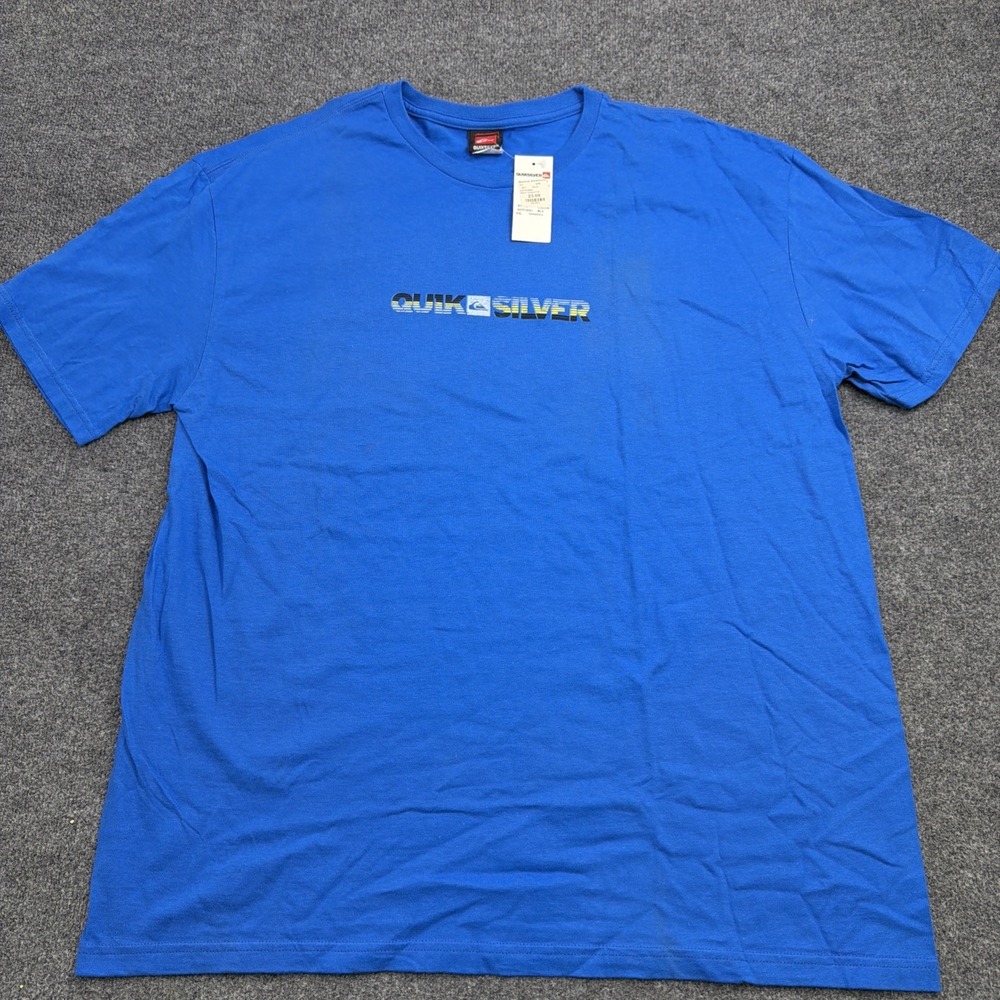 NWT Quiksilver Mens Torqued Tee Shirt XXL Blue Graphic Short Sleeve Surf Skate